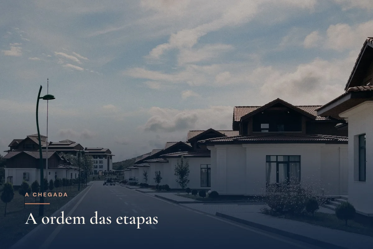 Rua de bairro residencial nos EUA com casas e céu aberto