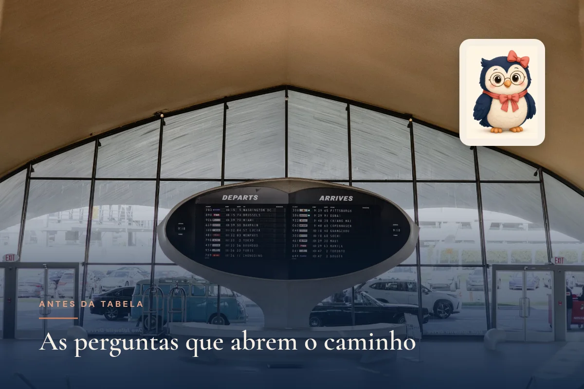 Painel de partidas e chegadas no histórico terminal TWA do aeroporto JFK, Nova York, com a mascote coruja Madeleine